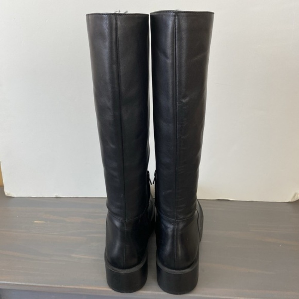 Mango Y2K Platform Tall Leather Boots‎ Women Size 9 EU 40 Black Gothic Gorpcore - Picture 3 of 12